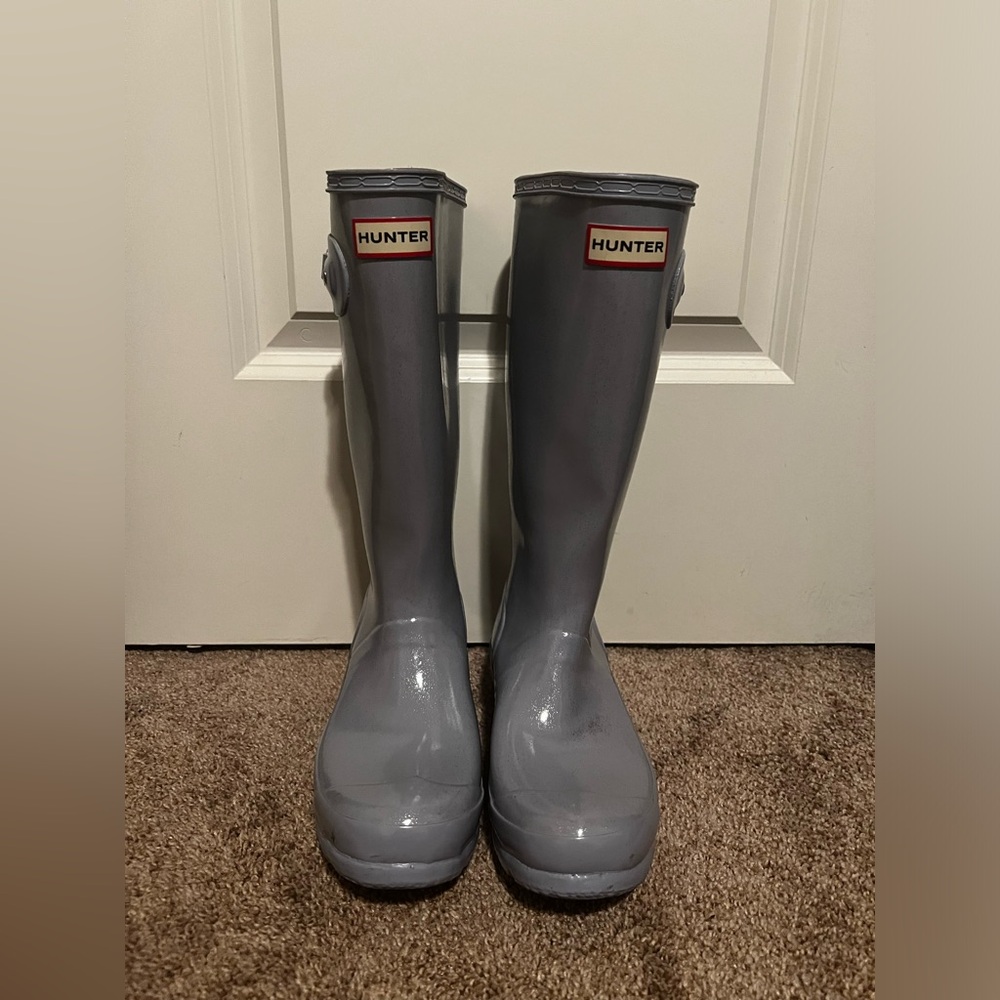 Hunter Light Blue Sparkle Rain Boots US5/EU37